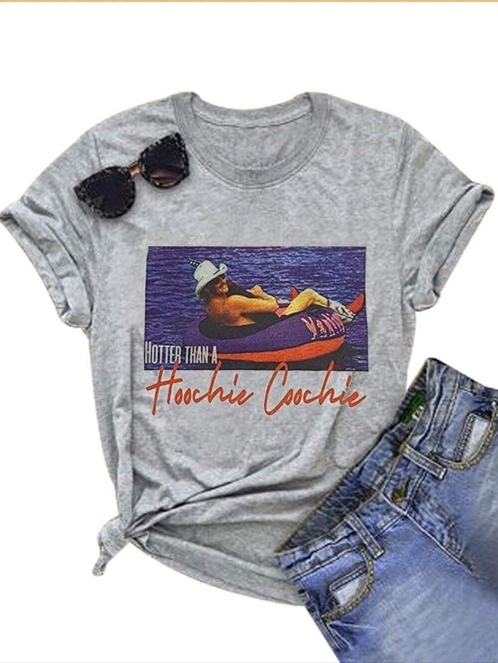 Women’s Gray Graphic Tee - Hotter Than A Hoochie Coochie